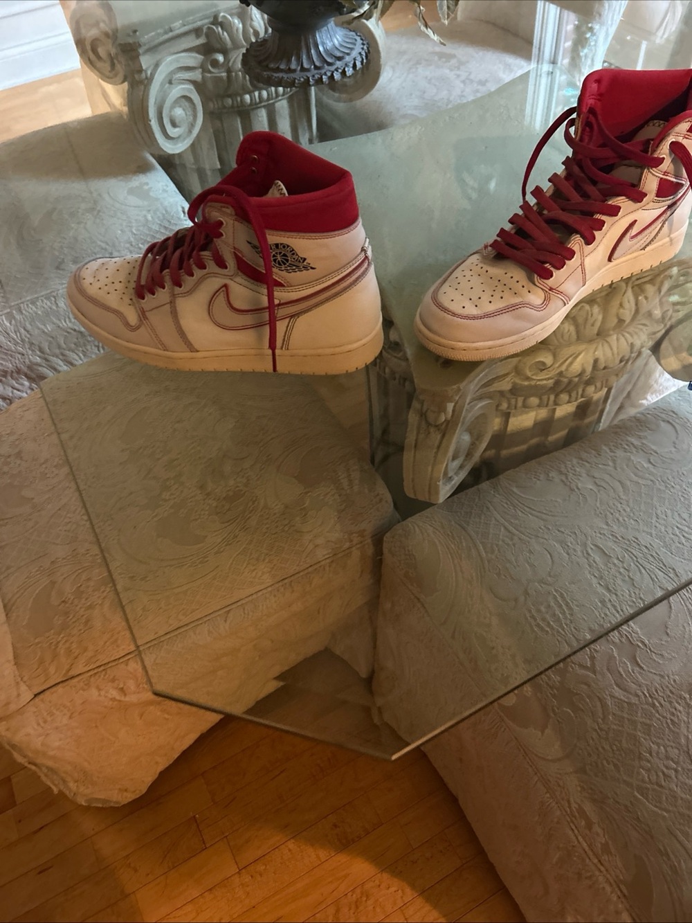 Jordan High-Top Sneakers in White and Red men’s size 11 - Picture 2 of 5